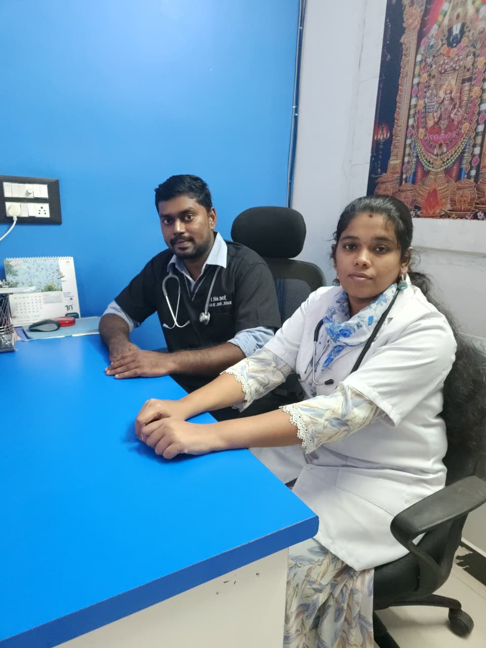 Dr Nitin Kumar R and Dr Neethu B at RNK Veterinary Clinic, Sulur